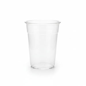 12 oz transparent plastic cup with professional studio lighting