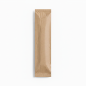 Brown kraft paper wrapped cutlery package - flat seals both ends