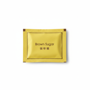Brown sugar packet with clean white background