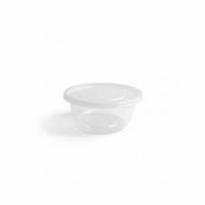 Clear container with flat lid - small