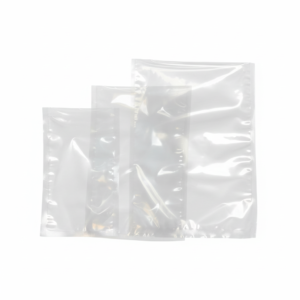 Clear vacuum bags on pure white background