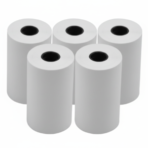 Enhanced thermal receipt paper rolls with ECOSE white background