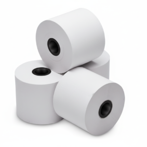Enhanced thermal receipt paper rolls with ECOSE white background