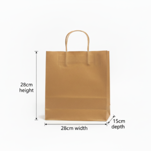 Kraft paper bag 28x28x15cm with repositioned dimensions
