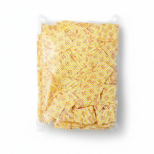 Package of striped wax paper on white background