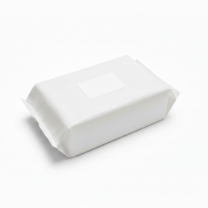 Product with plain sticker and white background