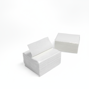 Stacked white napkins with ECOSE product setting
