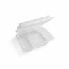 Three-compartment lunch box with pure white background