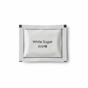 White sugar packet with ç™½ç ‚ç³– from reference